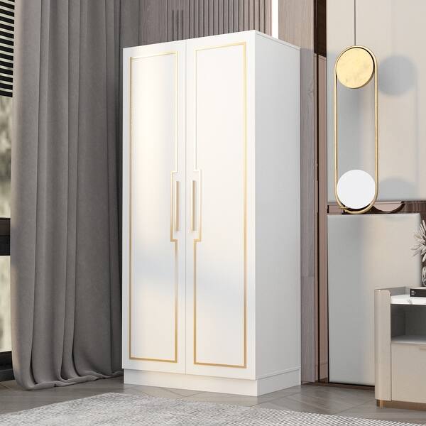Kerrogee 70" 2 Door Wardrobe Armoires Armoire with Hanging Rod Glam